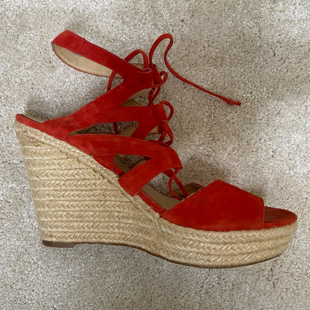Red Lace-Up Espadrille Sandals